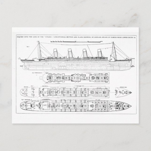 Untersuchung des Verlusts der Titanic: Querverbind Postkarte (Vorderseite)