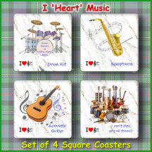UNTERTELLER-SET (4) - I Heart Music - Quadratisch