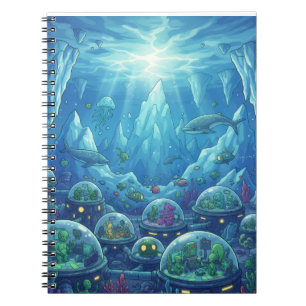 Unterwasser-Alien-Stadt Notizblock