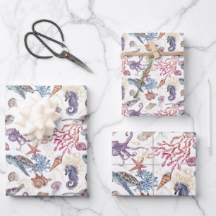 Unterwasser-Aquarell-Komposition Serie Design 1 Geschenkpapier Set