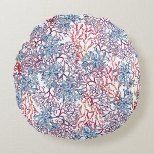 Unterwasser-Aquarell-Komposition Serie Design 5 Rundes Kissen