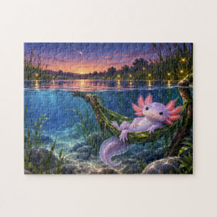 Unterwasser-Axolotl-Blatt-Hängematten-Illustration