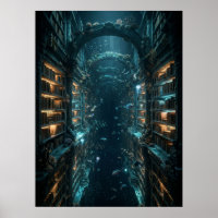 Unterwasser-Bibliotheks-Fantasie-Kunst