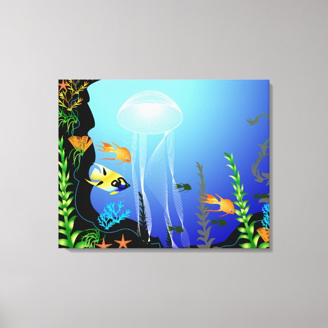 Unterwasser Fantasy 3-Tafel Leinwanddruck (Vorderseite)