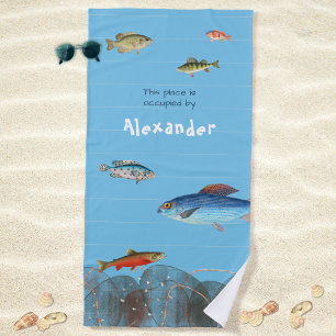 Unterwasser Fisch Gestreift Modern Ihr Name Strandtuch
