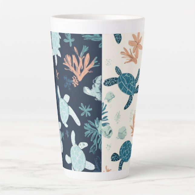 "Unterwasser-Flucht - Meeresschildkröte Kunst Milchtasse (Vorderseite)