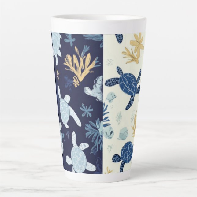 "Unterwasser-Flucht - Meeresschildkröte Kunst Milchtasse (Vorderseite)