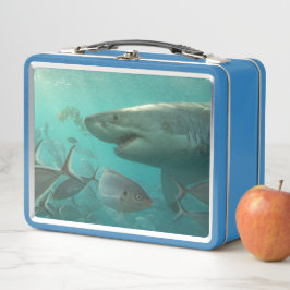 Unterwasser-Foto für Weißhai und Fisch Metall Brotdose