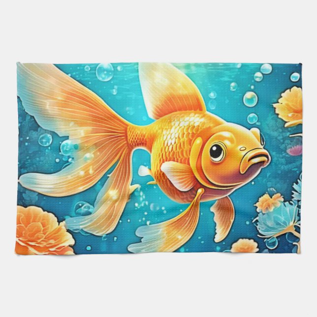 Unterwasser-Goldfish-Kunst Geschirrtuch (Horizontal)