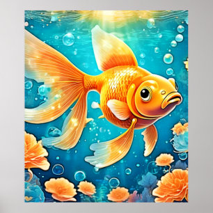 Unterwasser-Goldfish-Kunst Poster