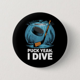 Unterwasser-Hockeyspieler Puck Ja Tauch Sport Aqua Button