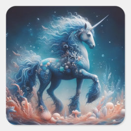Unterwasser Kelpie Mer Unicorn Quadratischer Aufkleber