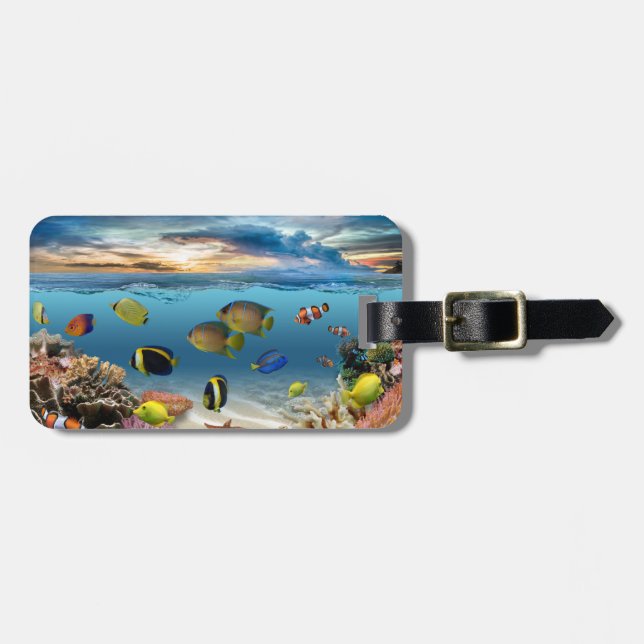 Unterwasser Korallenriff Tropische Fische Gepäckanhänger (Vorderseite horizontal)