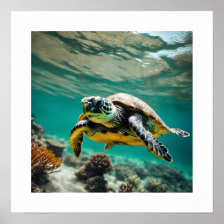 Unterwasser-Meeresschildkröte-Poster Poster
