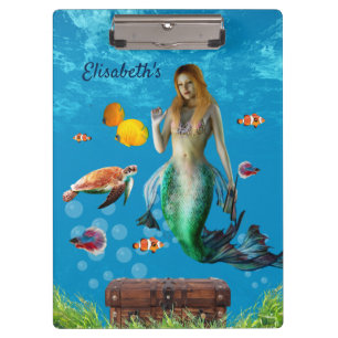 Unterwasser Meerjungfrau Schatzsuche Fantasy Blue Klemmbrett
