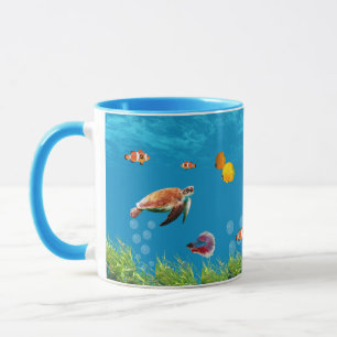 Unterwasser Meerjungfrau Schatzsuche Fantasy Blue Tasse