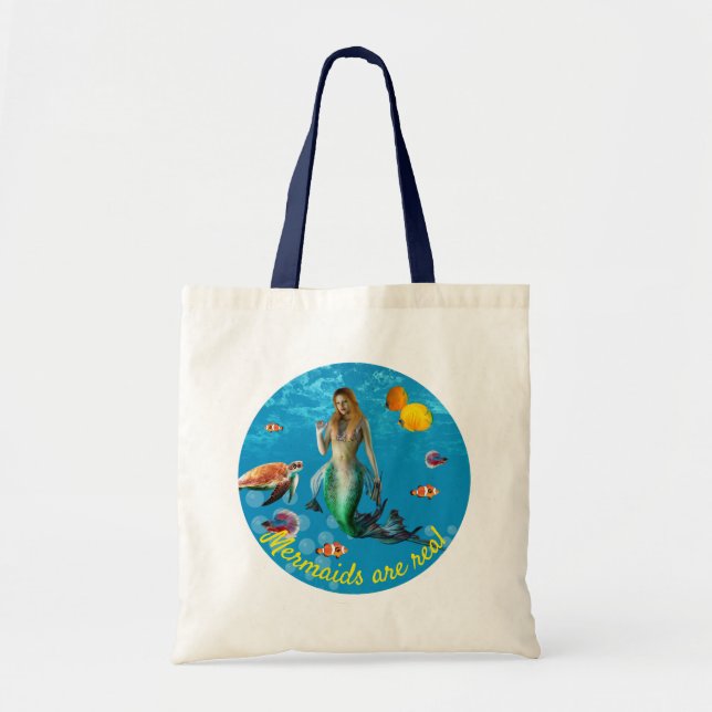 Unterwasser Meerjungfrau Schatzsuche Fantasy Blue Tragetasche (Vorne)