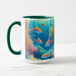 Unterwasser mit tropischen Fischen Tasse