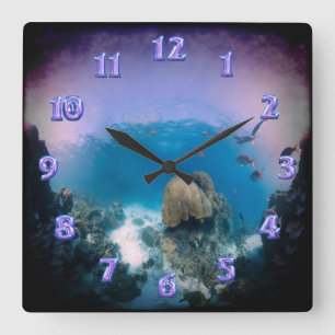 Unterwasser-Ozean-Szene Wall-Uhr Quadratische Wanduhr