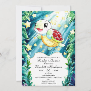 Unterwasser Pastel Turtle Baby Dusche Einladung