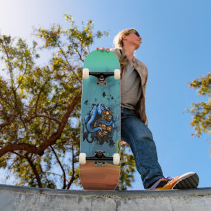 Unterwasser-Schatzjäger-Taucher-Oktopus-Angriff Skateboard