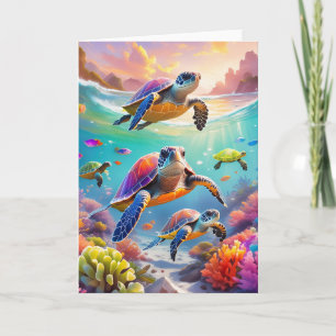 Unterwasser-Schildkröten, 5" x 7" gefaltete Grußka Karte