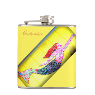 Unterwasser-Schwimmer rosa Mosaikmädchen Flachmann