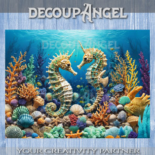 Unterwasser-Seaunicorn-Paar - Decoupage - Seidenpapier