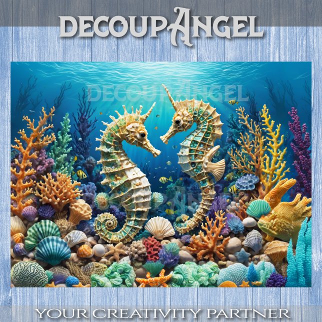 Unterwasser-Seaunicorn-Paar - Decoupage - Seidenpapier (Von Creator hochgeladen)