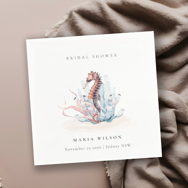 Unterwasser-Seepferd Seetang Coral Brautparty Serviette (Von Creator hochgeladen)