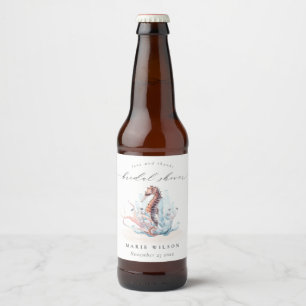 Unterwasser-Seepferdchen-Seetang-Korallen-Junggese Bierflaschenetikett