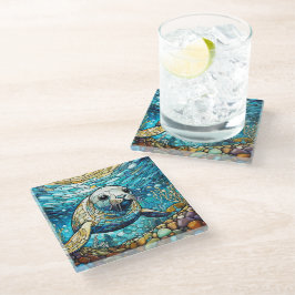 Unterwasser-Siegel Kunstgewerbe Glasuntersetzer