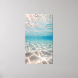 Unterwasser-Sonnenlicht schimmert auf dem sandigen Leinwanddruck