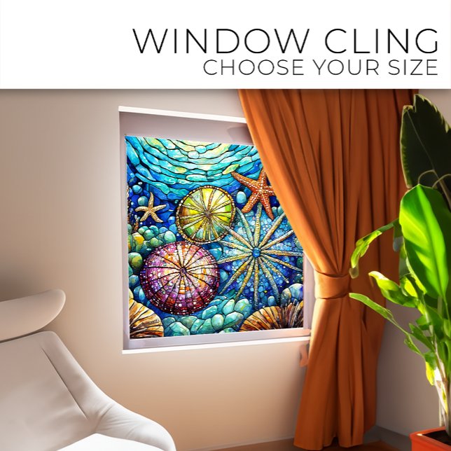 Unterwasser Starfish und Seeigel Gestaltete Glasku Fensteraufkleber (Von Creator hochgeladen)