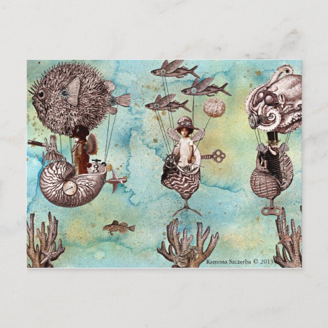 Unterwasser-Steampunk-Flotilla Postkarte (Vorderseite)
