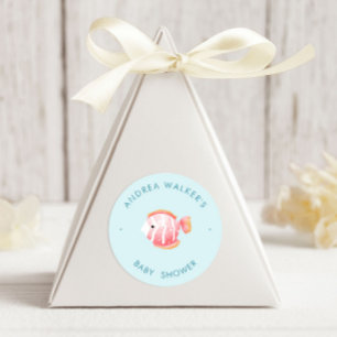 Unterwasser-Tiere Farbige Babyparty Runder Aufkleber