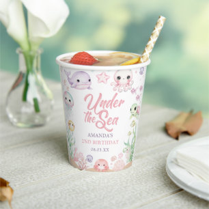 Unterwasser-Tiere Ozean 2. Geburtstag Pappbecher