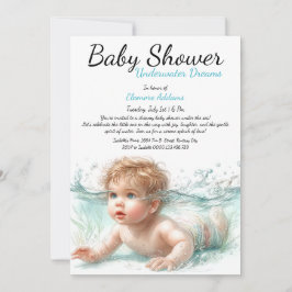 Unterwasser Träume Wasserfarben Babydusche Einladung
