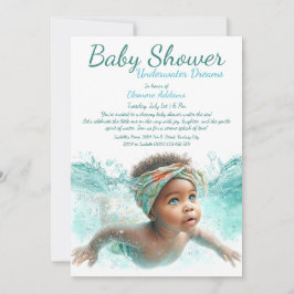 Unterwasser Träume Wasserfarben Babydusche Einladung