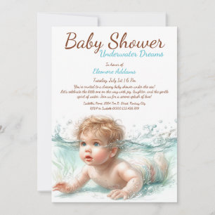 Unterwasser Träume Wasserfarben Babydusche Einladung