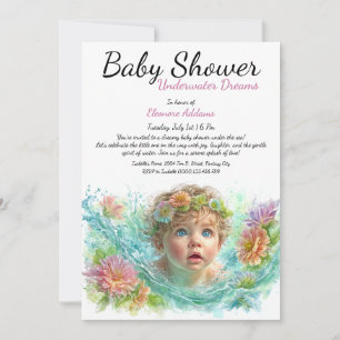Unterwasser Träume Wasserfarben Babydusche Einladung