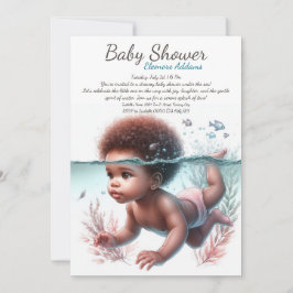 Unterwasser Träume Wasserfarben Babydusche Einladung