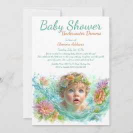 Unterwasser Träume Wasserfarben Babydusche Einladung