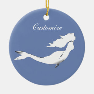 Unterwasser Weiße Meerjungfrau Schwimmen Thunder_C Keramik Ornament