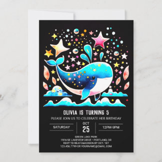 Unterwasser Whale Pink Girl Geburtstag Einladung