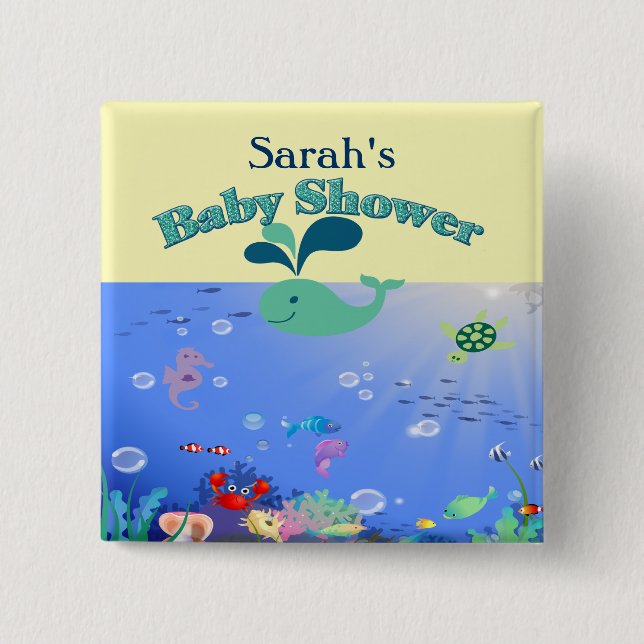 Unterwasserabenteuer-Babyparty-Junge oder Mädchen Button (Vorderseite)