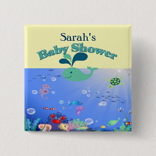 Unterwasserabenteuer-Babyparty-Junge oder Mädchen Button