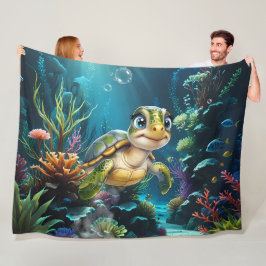 Unterwasserabenteuer mit der fröhlichen Schildkröt Fleecedecke