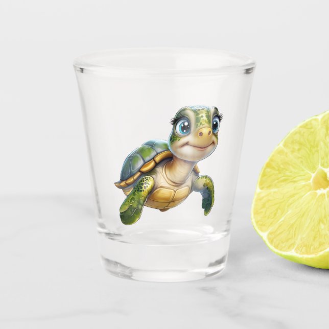 Unterwasserabenteuer mit der fröhlichen Schildkröt Schnapsglas (Vorderseite)