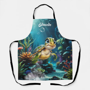 Unterwasserabenteuer mit der fröhlichen Schildkröt Schürze